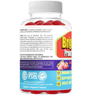 Brightkids Kids Probiotic Gummies Stomach Ache Relief For Kids Prebiotic Probiotic Chewable Probiotics