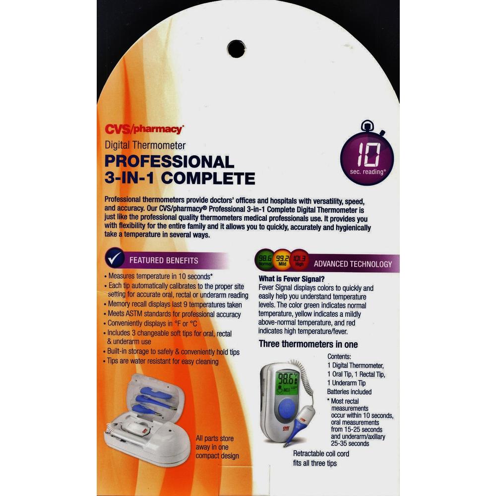 CVS Pharmacy CVS Digital Thermometer Professional 3-in-1 Complete with ...