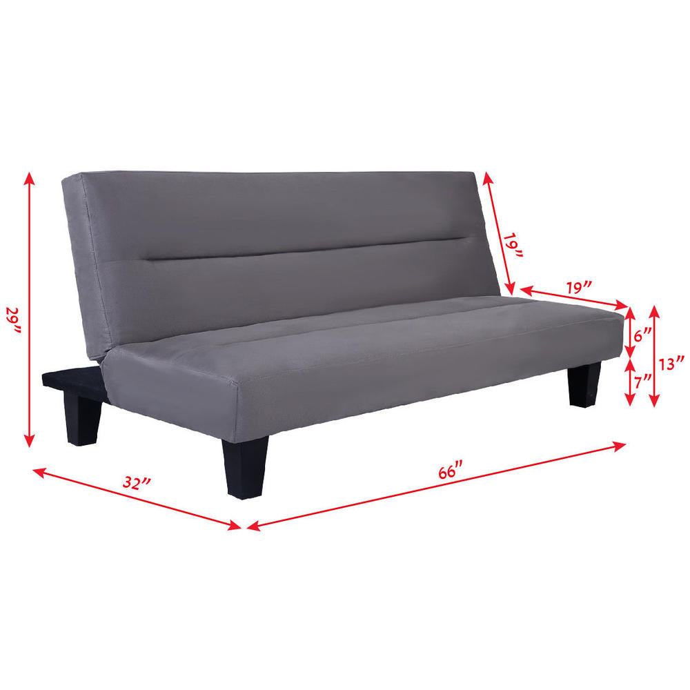 Goplus Microfiber Futon Folding Couch Sofa Bed 6" Mattress Sleep Recliner Lounger Gray