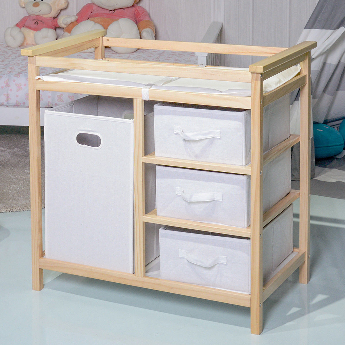 changing table with hamper and drawers