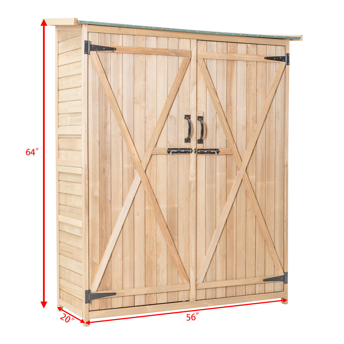 Goplus Op3330 64 Wooden Storage Shed, Outdoor Shelving Unit With Doors