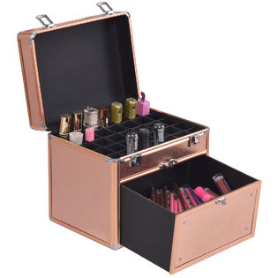 Goplus Nail Polish Beauty Makeup Case Panel Travel Train Organizer