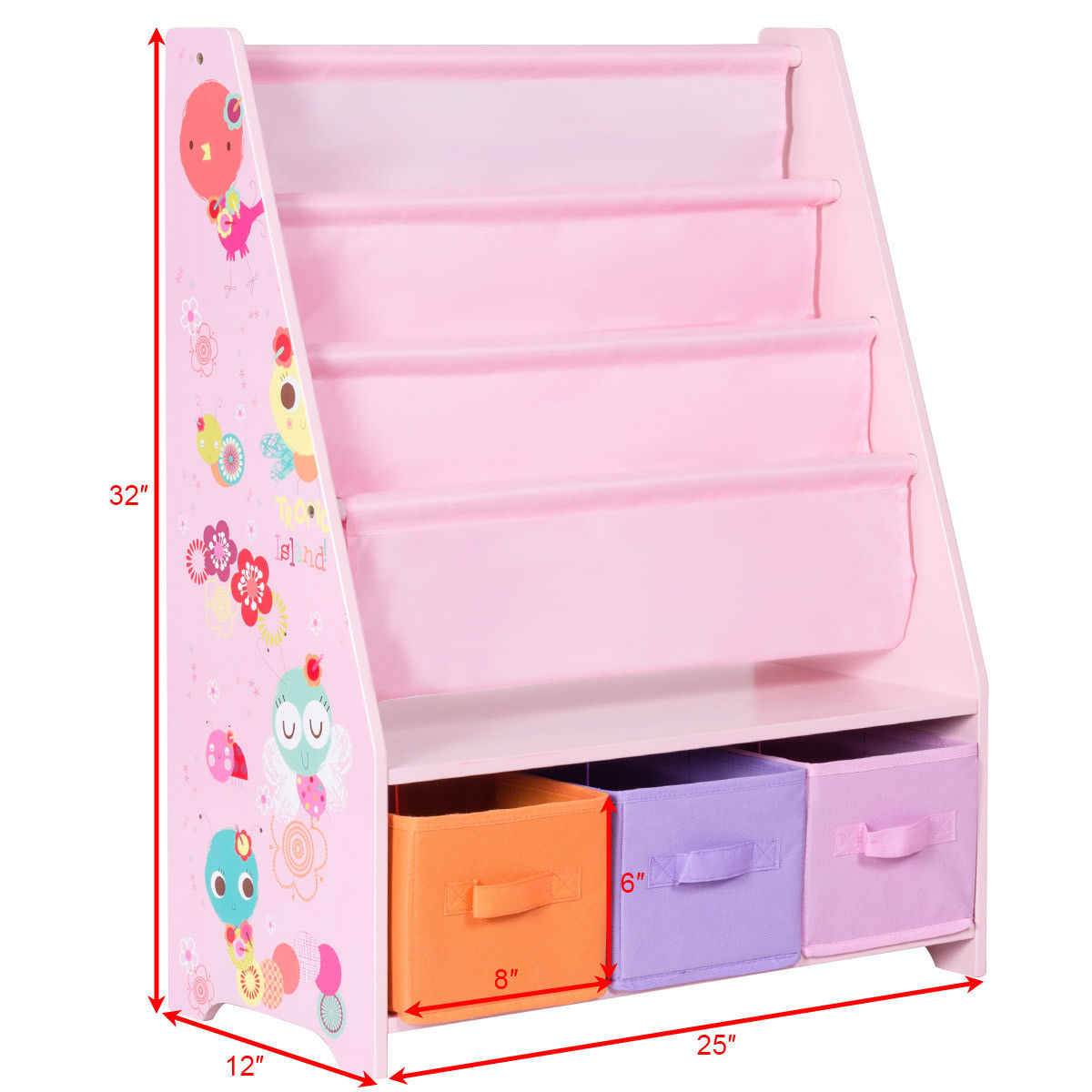 Goplus Kids Sling Bookshelf Bookcase And Toys Organizer Shelves W