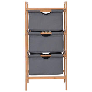 Goplus 3 Drawer Bamboo Shelf Dresser Sliding Cloth Fabric Storage