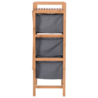 Goplus 3 Drawer Bamboo Shelf Dresser Sliding Cloth Fabric Storage