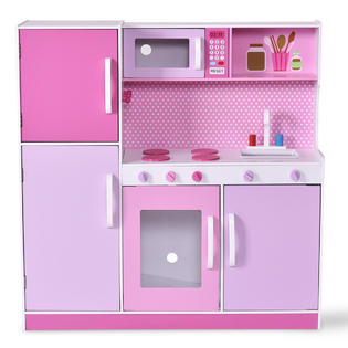 Costway Kids Wood Kitchen Toy Cooking Pretend Play Set Toddler