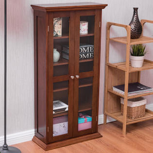 Storage Cabinet Cd Dvd Shelves, Dvd Bookcase With Doors