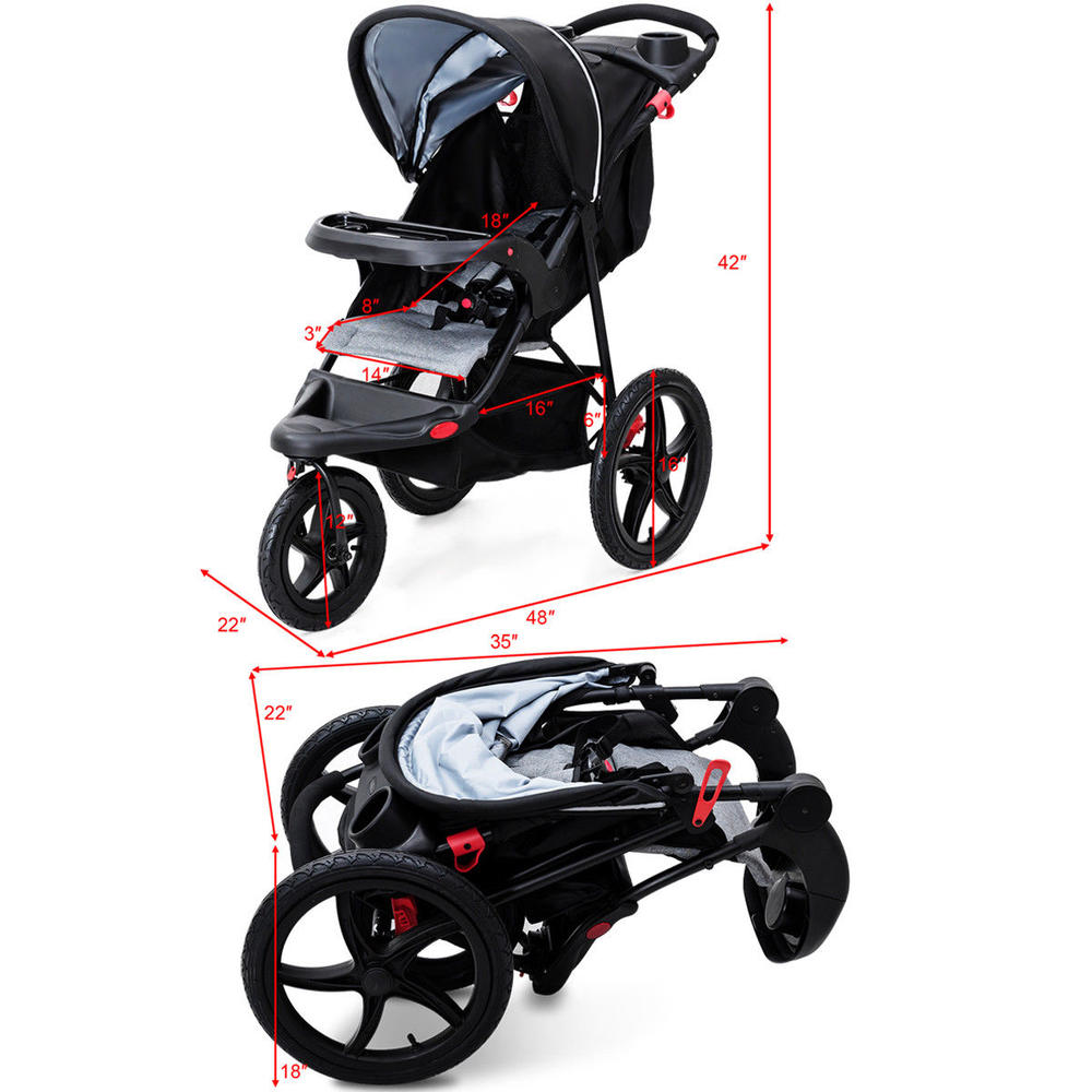 Safeplus Foldable Lightweight Infant Baby Stroller Jogger Allterrain w