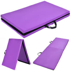 6/'x24/" Thick Purple Portable Two Fold Gymnastics Mat Gym Exercise Yoga Handle