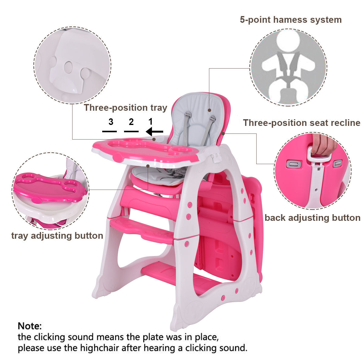 3 in 1 baby high chair convertible play table