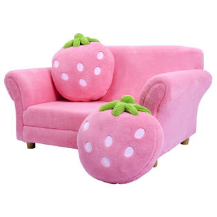 Goplus Kids Sofa Strawberry Armrest Chair Lounge Couch W 2 Pillow