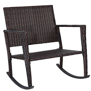 Goplus Hw57335gr 3 Pc Patio Rattan Wicker Furniture Set Rocking Chair Coffee Table Cushions New