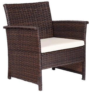 Goplus Hw57026 4 Pcs Outdoor Patio Rattan Furniture Set Wicker Sofa Table Shelf Cushion