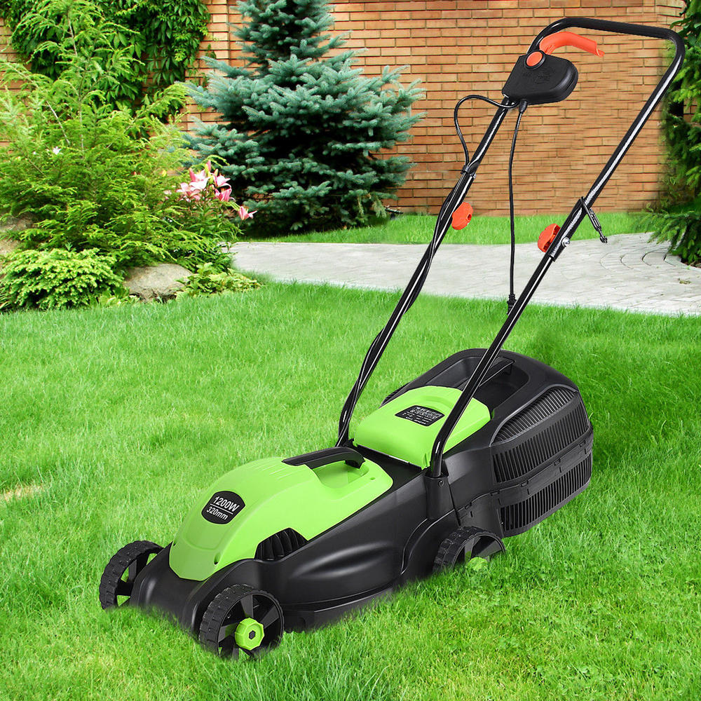 Goplus 12 Amp 13-Inch Electric Push Lawn Corded Mower With Grass Bag Green