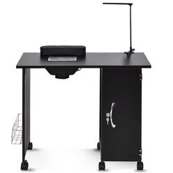 Costway Manicure Nail Table Station Black Steel Frame Beauty Spa Salon Equipment Drawer