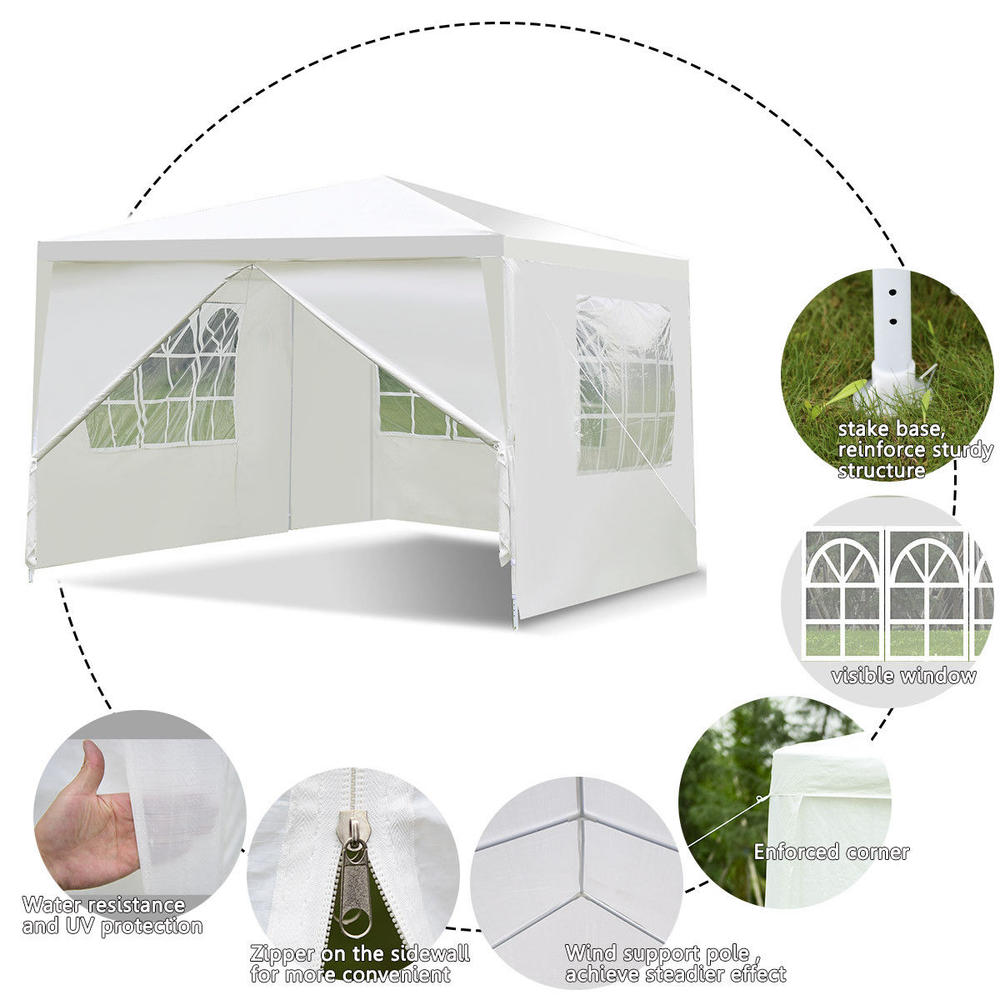 Goplus 10'x10' Canopy Party Wedding Tent Heavy Duty Outdoor Gazebo Side Walls