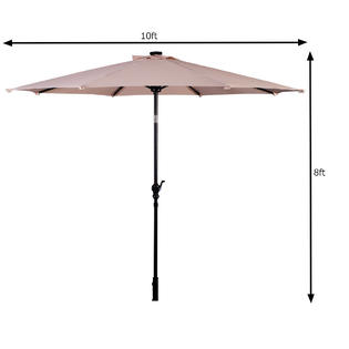 Goplus Op2805 10ft Patio Solar Umbrella Led Patio Market Steel Tilt W Crank Outdoor New