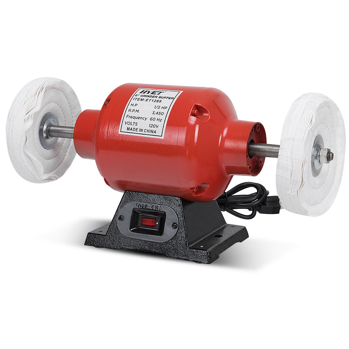 HYET 6 Inch Benchtop Buffer Polisher Grinder Heavy Duty 1/2HP with Two