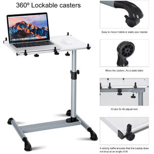 Goplus Height Adjustable Mobile Laptop Stand Desk Sofa Side Table