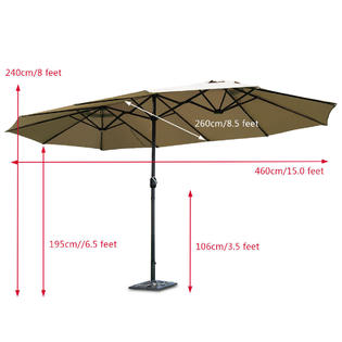 Goplus Op3703be 15 Market Outdoor Umbrella Double Sided Twin Patio Umbrella With Crank Beige