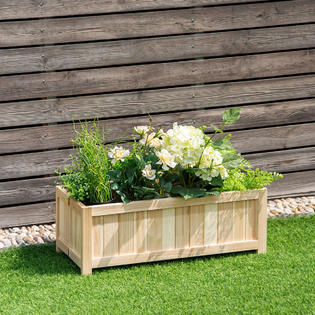 Goplus Gt3269 Rectangle Wood Flower Planter Box Portable Raised Vegetable Patio Lawn Garden
