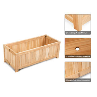 Goplus GT3269 Rectangle Wood Flower Planter Box Portable 
