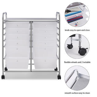 Goplus 12 Storage Drawer Rolling Cart Studio Organizer Bins