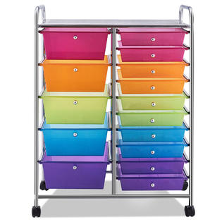 Goplus 15 Drawer Rolling Storage Cart Tools Scrapbook Paper Office