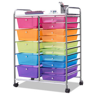 Goplus 15 Drawer Rolling Storage Cart Tools Scrapbook Paper Office