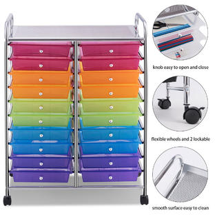 Goplus 20 Drawers Rolling Cart Storage Scrapbook Paper Studio
