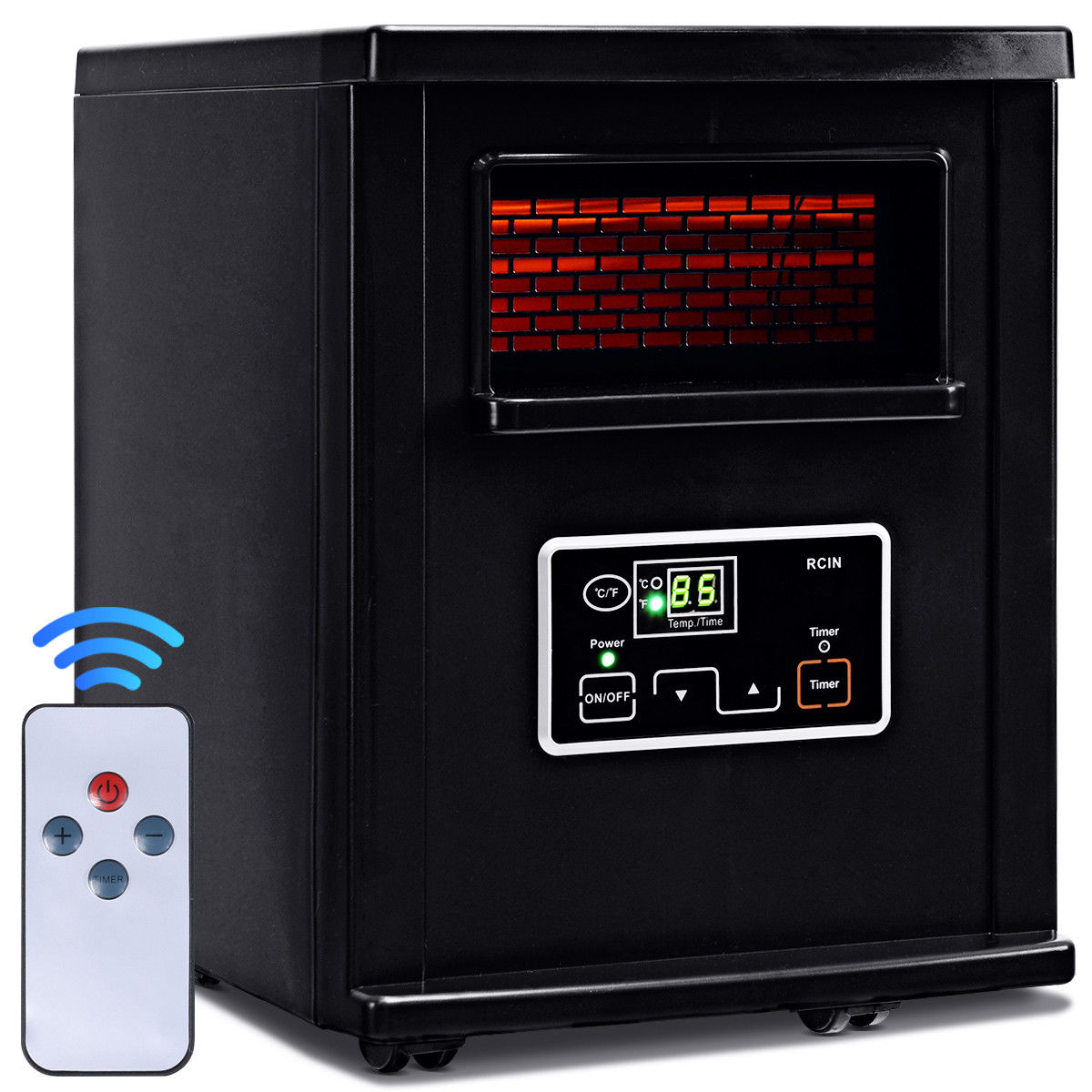 Goplus EP21683 1500W Electric Portable Infrared Quartz Space Heater Remote  Black New