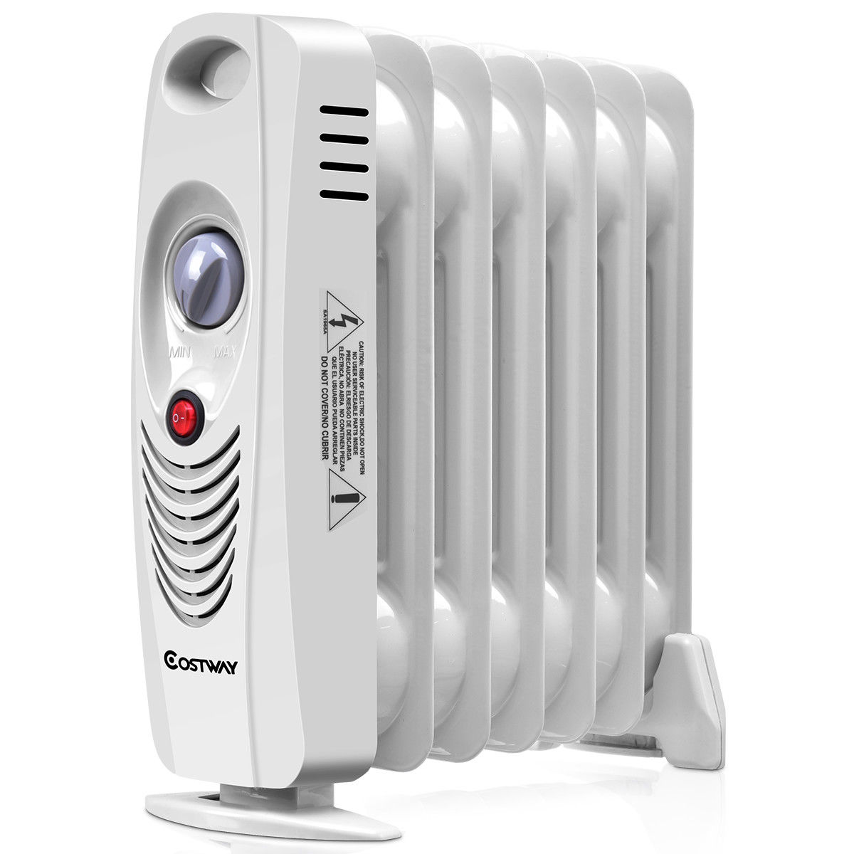 Costway ES10216US-WH 700 W Portable Mini Electric Oil Filled Radiator  Heater 7-Fin Thermostat Home