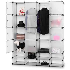 Costway DIY 16+8 Cube Portable Clothes Wardrobe Cabinet Closet Storage Organizer W/Doors