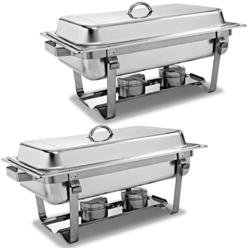 Goplus 2 Packs Chafing Dish 9 Quart Stainless Steel Rectangular Chafer Full Size Buffet