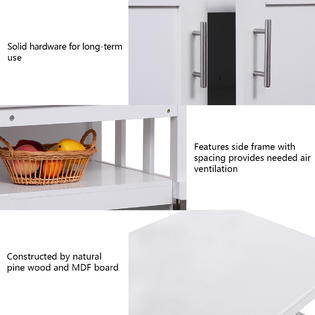 Goplus Modern Kitchen Storage Cabinet Buffet Server Table Sideboard Dining Wood White