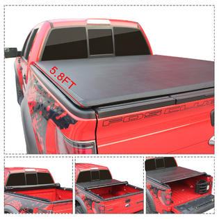 Goplus Roll Up Truck Bed Tonneau Cover For 2009 2018 Dodge Ram 1500 5 8ft Bed Black