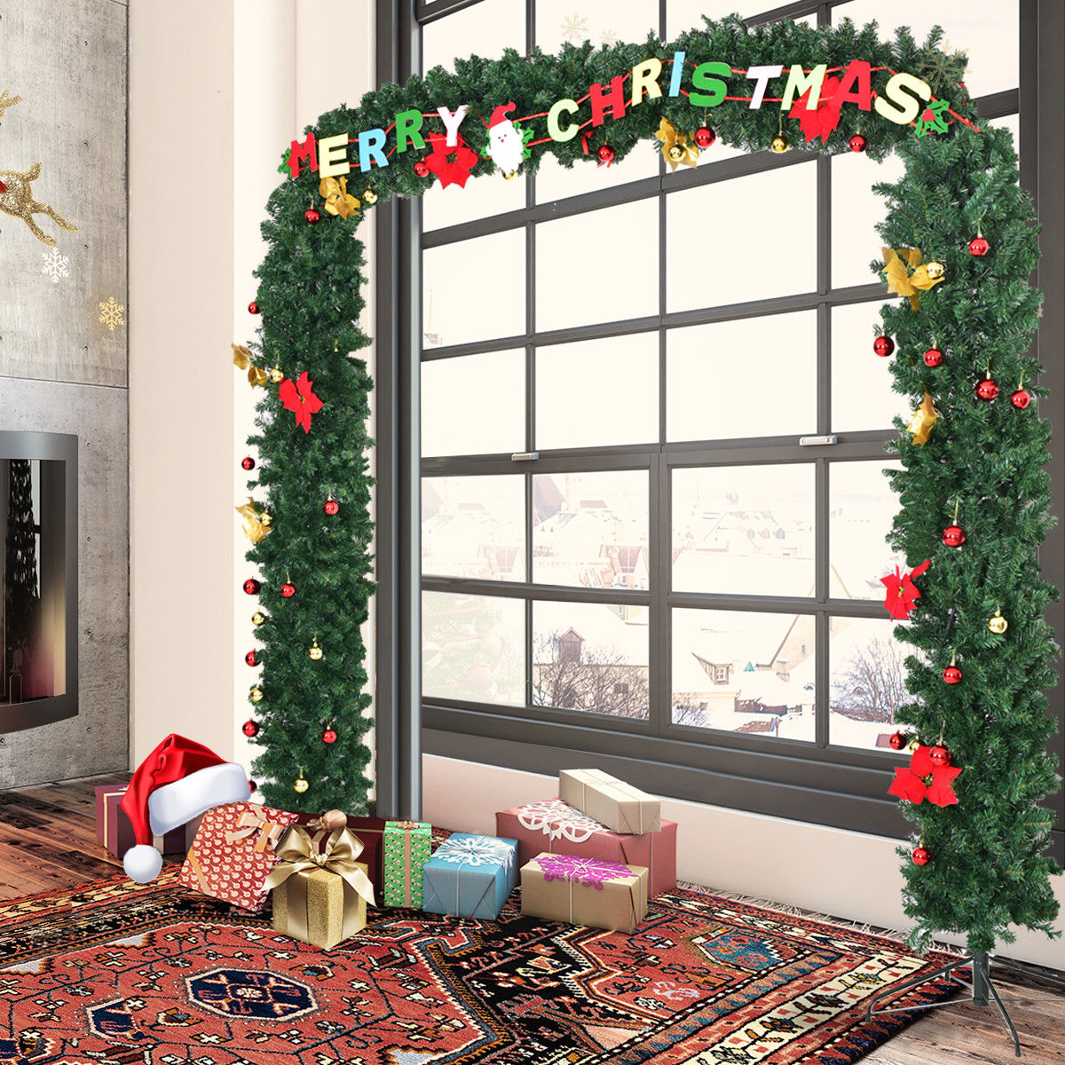 Goplus 9 X 8 Pre Lit Artificial Arched Christmas Tree Archway