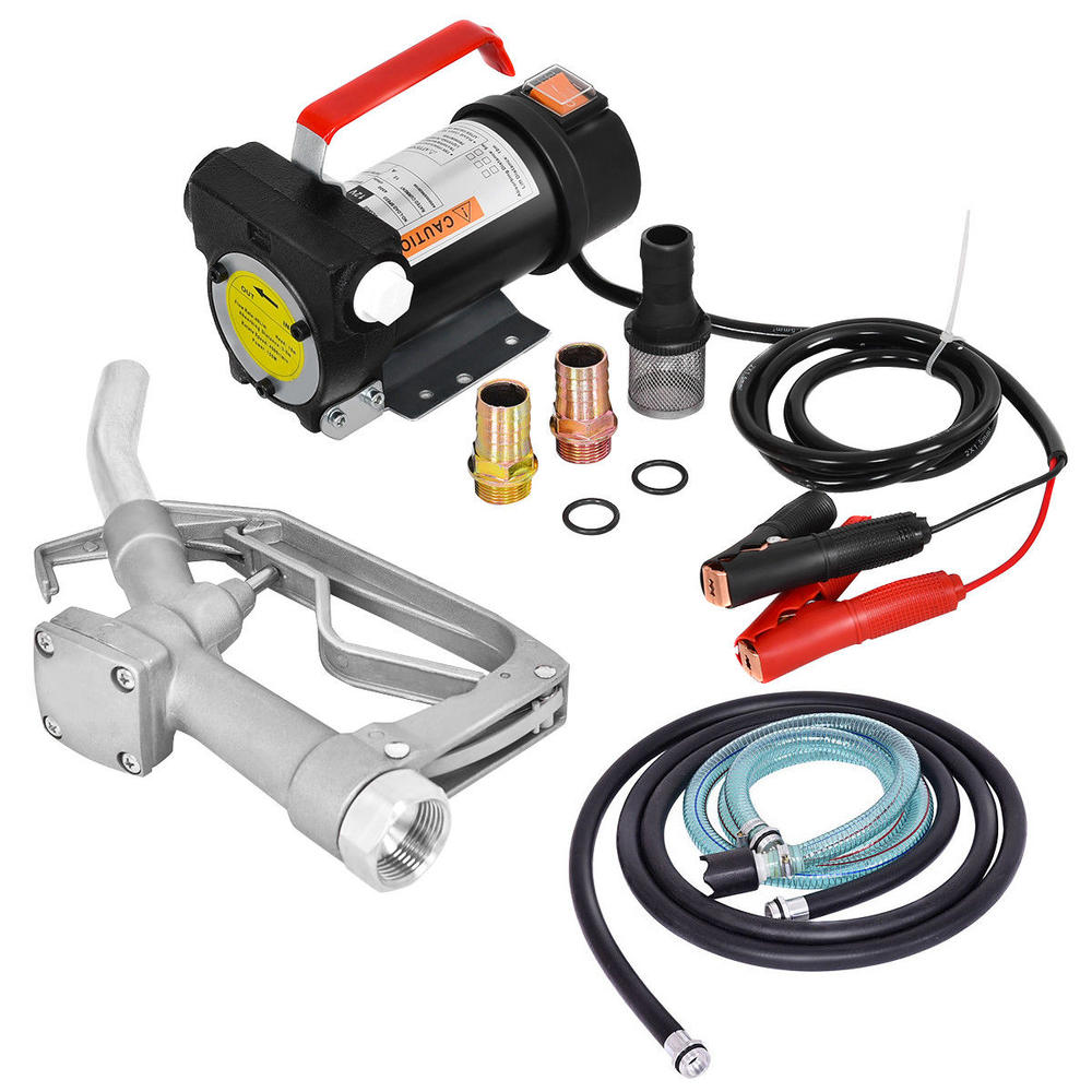 Goplus 12V 10GPM Electric Diesel Oil And Fuel Transfer Extractor Pump w/ Nozzle & Hose