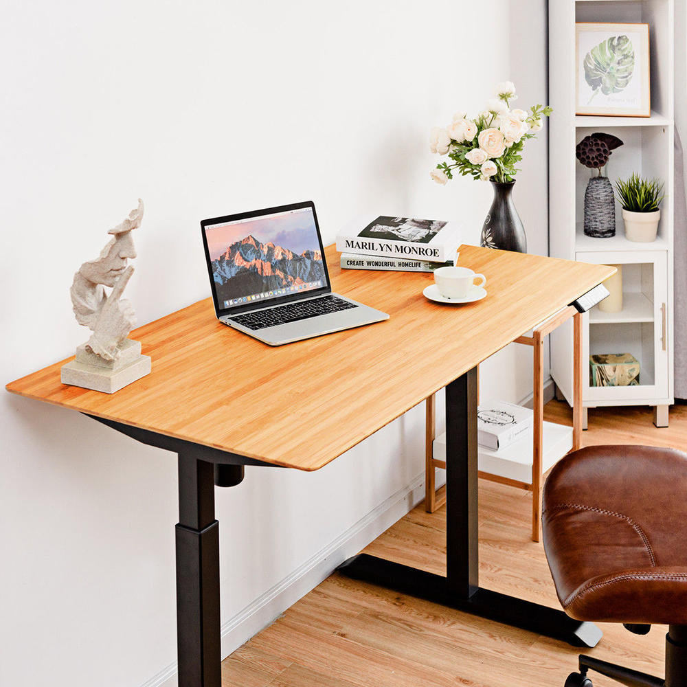 Goplus Desktop Table Top Bamboo Plank For Electric Single Motor Standing Desk Frame New