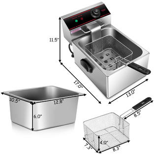Goplus Ep19234 2500w Deep Fryer Electric Commercial Tabletop Restaurant Frying W Basket Scoop
