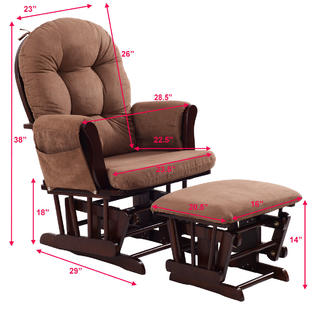 Goplus Baby Nursery Relax Rocker Rocking Chair Glider Ottoman Set W Cushion Espresso