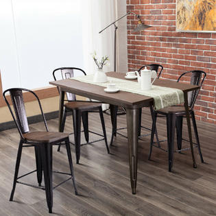 Copper Set Of 2 Metal Wood Counter Stool Kitchen Dining Bar Chairs Rustic New Black Bar Stools Home Garden Worldenergy Ae