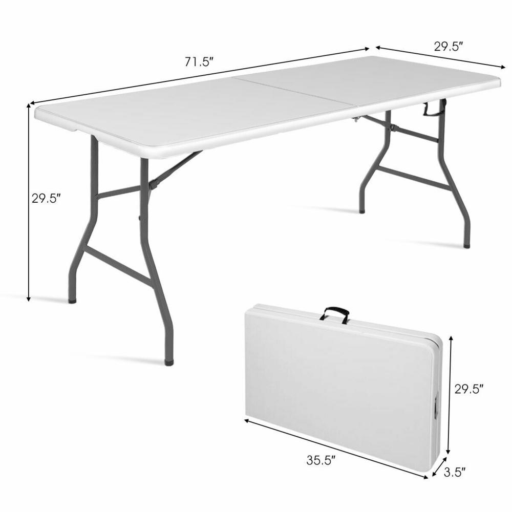Goplus 6' Folding Table Portable Plastic Indoor Outdoor Picnic Party Dining Camp Tables