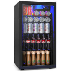 Goplus 120 Can Beverage Refrigerator Beer Wine Soda Drink Cooler Mini Fridge Glass Door
