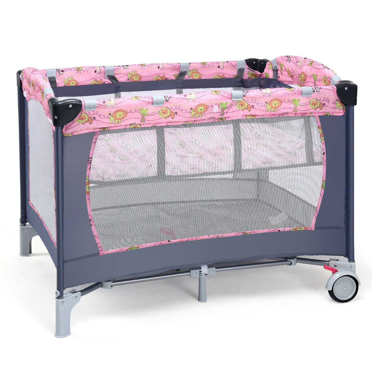 pink and grey playpen