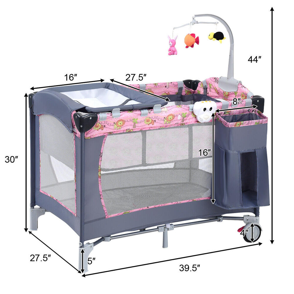 Goplus Foldable Baby Crib Playpen Playard Pack Travel Infant