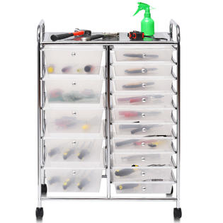 Costway 15 Drawer Rolling Storage Cart Tools Scrapbook Cosmetics