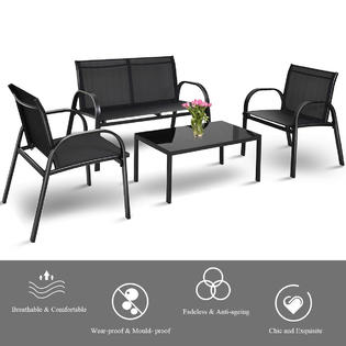 Costway Hw65848color 4 Pcs Patio Furniture Set Sofa Coffee Table Steel Frame Garden Deck New