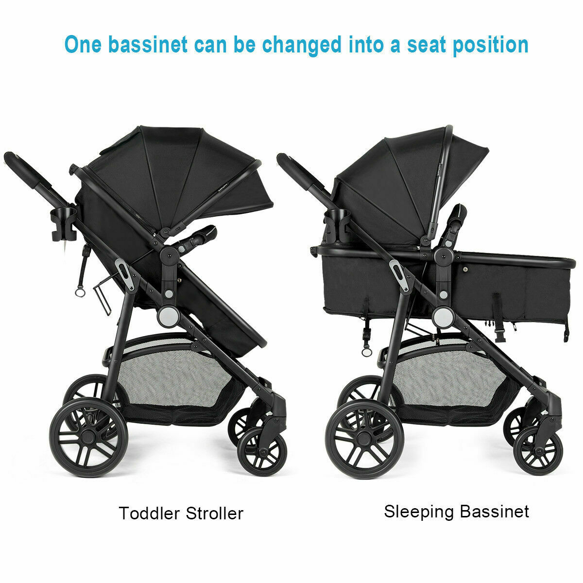 3 in1 foldable baby kids travel stroller newborn infant pushchair buggy black