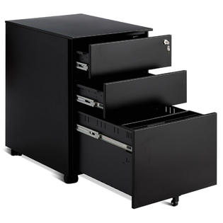 Costway 3 Drawer Filing Cabinet Locking Pedestal Under Desk Home